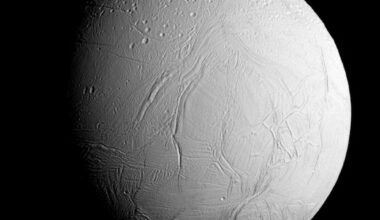 NASA's Cassini spacecraft captured this view as it neared icy Enceladus for its closest ever dive past the moon's active south polar region (Credit : NASA)