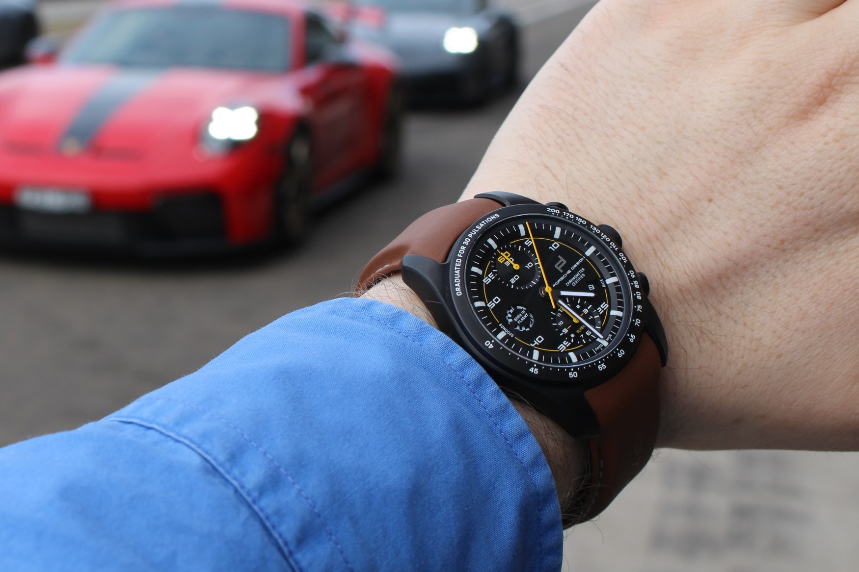 Porsche Design Chronograph 911 GT3 Touring on wrist track