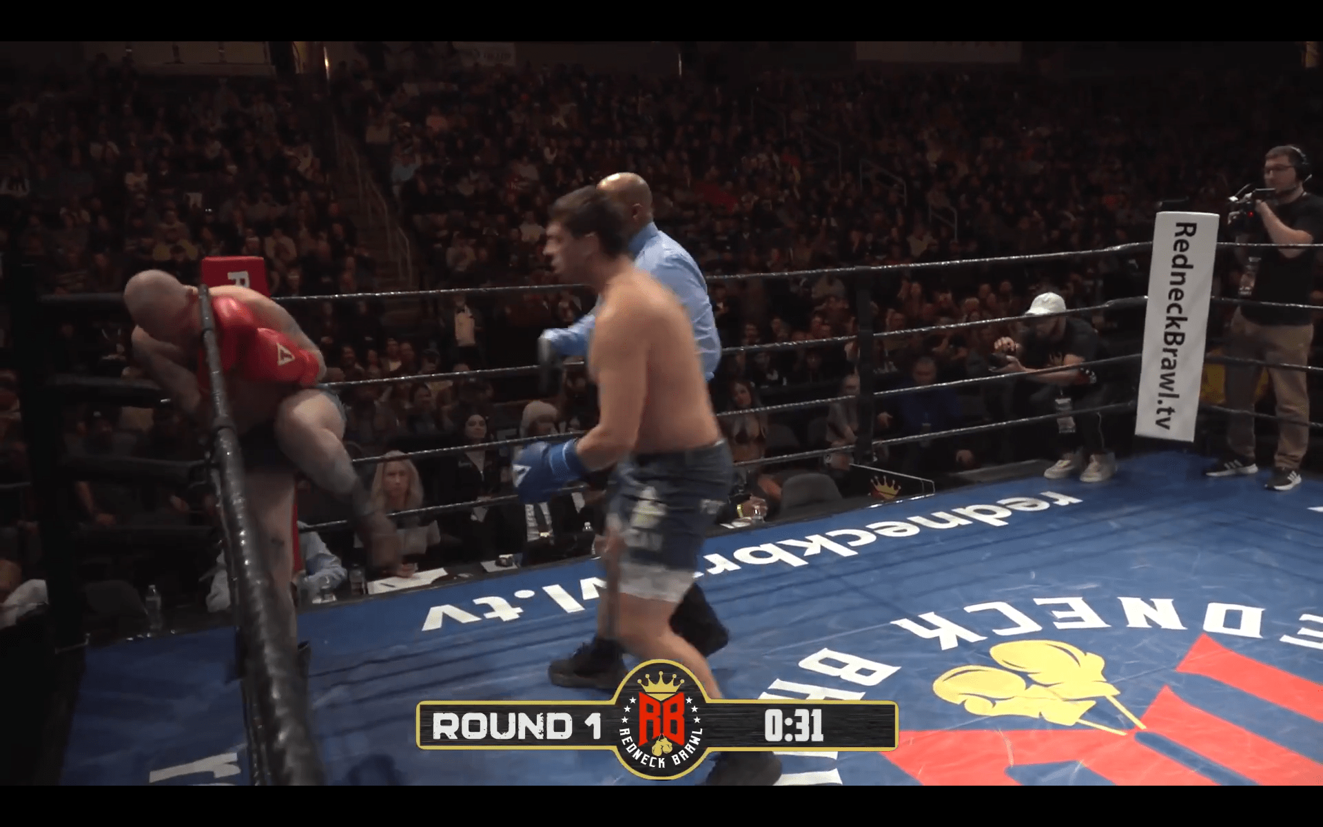 Rebel Kenny curls up under the ropes