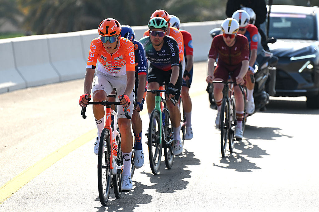 JEBEL HAFEET, UNITED ARAB EMIRATES - FEBRUARY 21: Peter Oxenberg of Denmark and Team INEOS Grenadiers competes in the breakaway during the 8th UAE Tour 2026, Stage 6 a 168km stage from Al Ain Museum to Jebel Hafeet 1036m / #UCIWT / on February 21, 2026 in Jebel Hafeet, United Arab Emirates. (Photo by Tim de Waele/Getty Images)