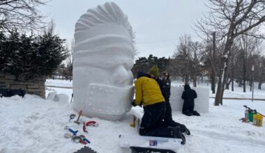 Snow sculptors recreate works after ICE messages destroyed