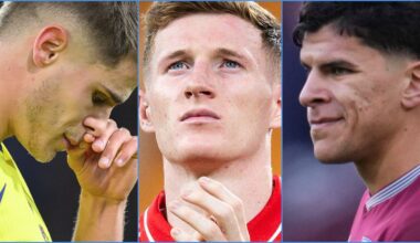 Spurs player Micky van de Ven, Nottingham Forest's Elliot Anderson and Mateus Fernandes of West Ham