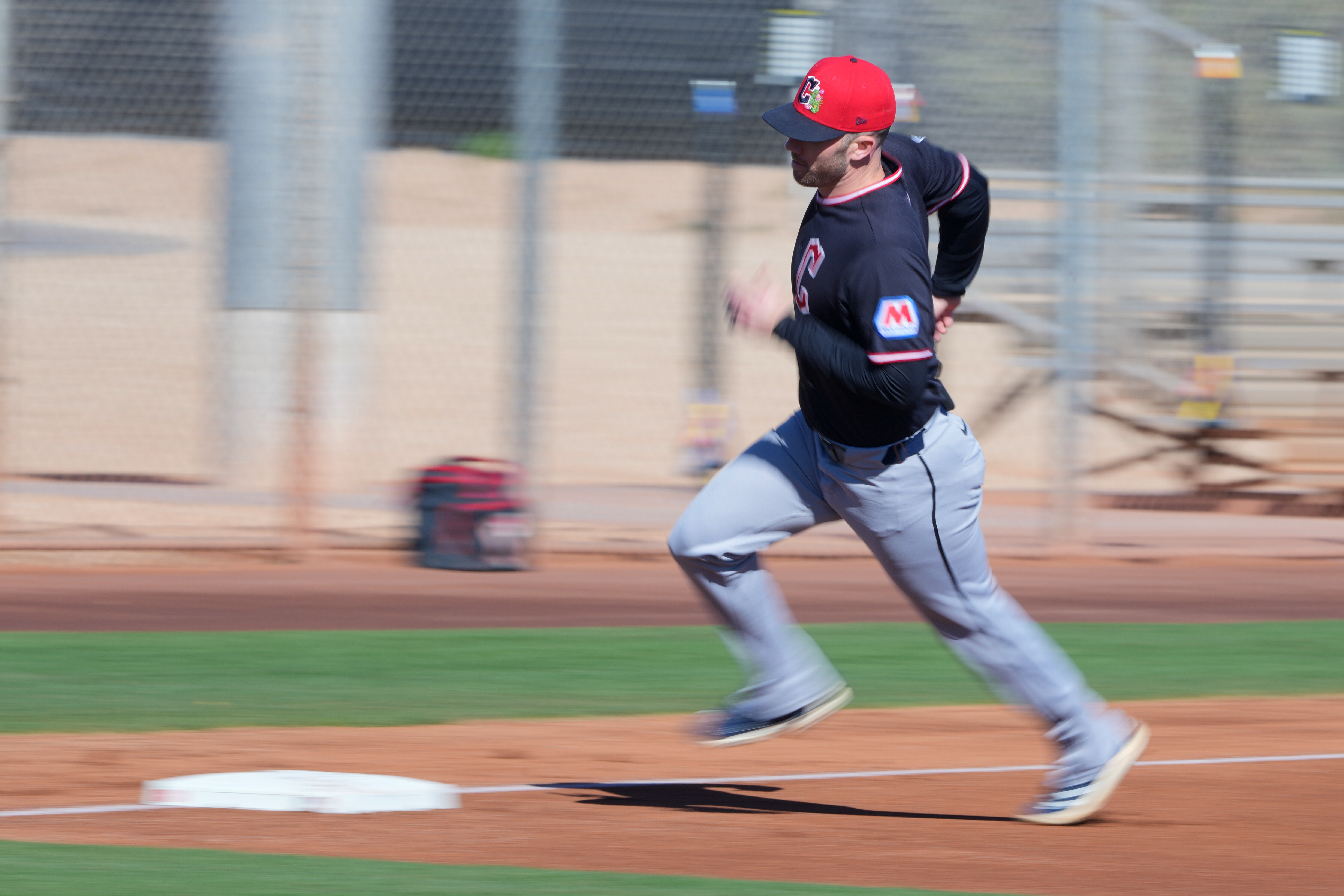 Cleveland Guardians third baseman Will Wilson works out during spring...
