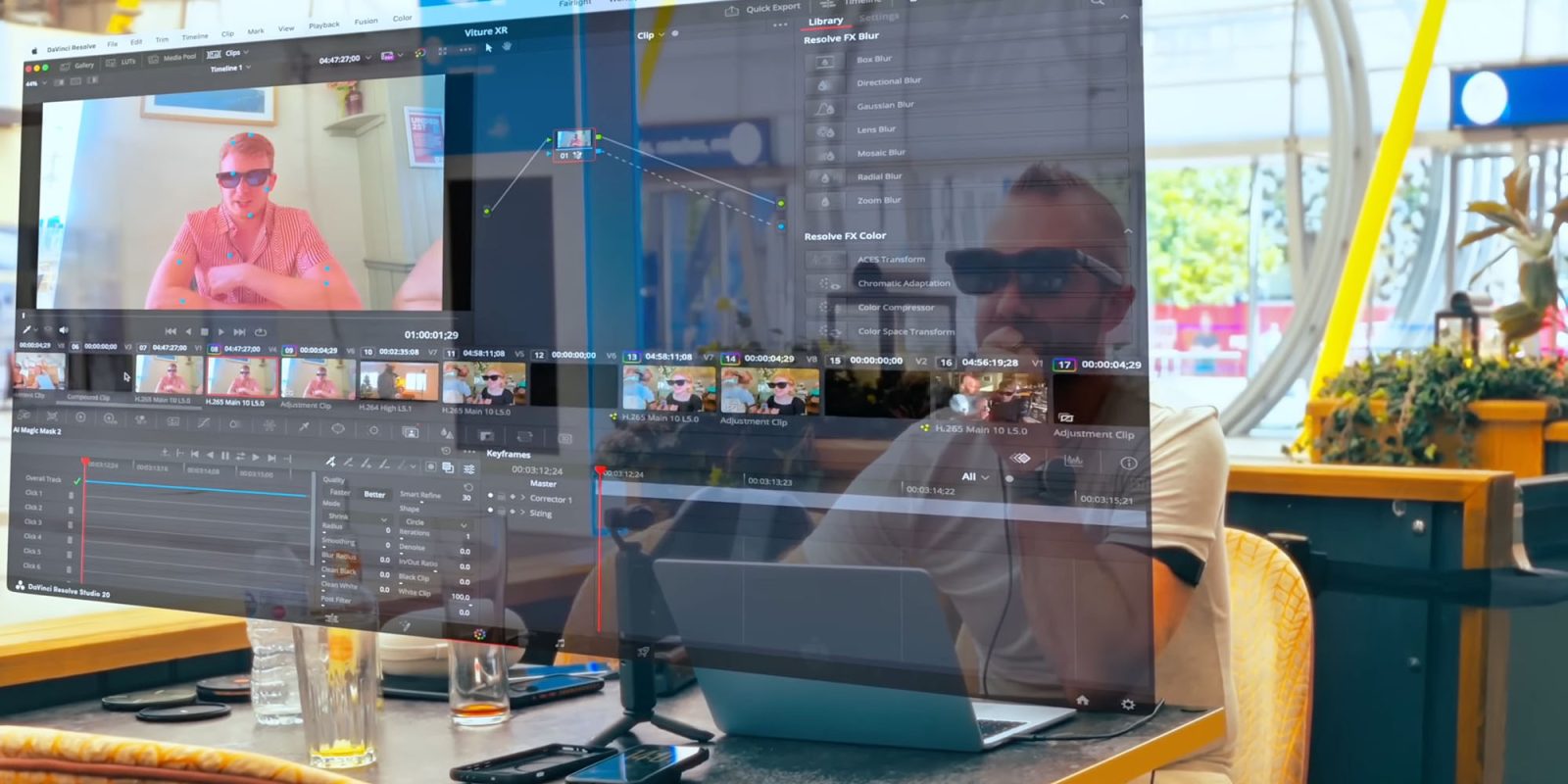 The Viture Luma Ultra is almost the Apple Vision Air I’d like to see | Image shows a large virtual monitor being used for video editing