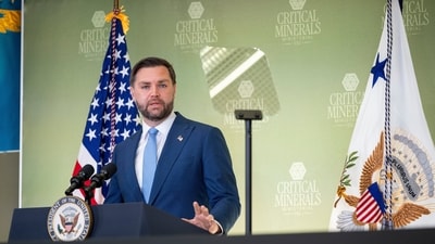 US vice president JD Vance at the Critical Minerals Ministerial meeting at the State Department, Wednesday, Feb. 4, 2026 in Washington. (AP)