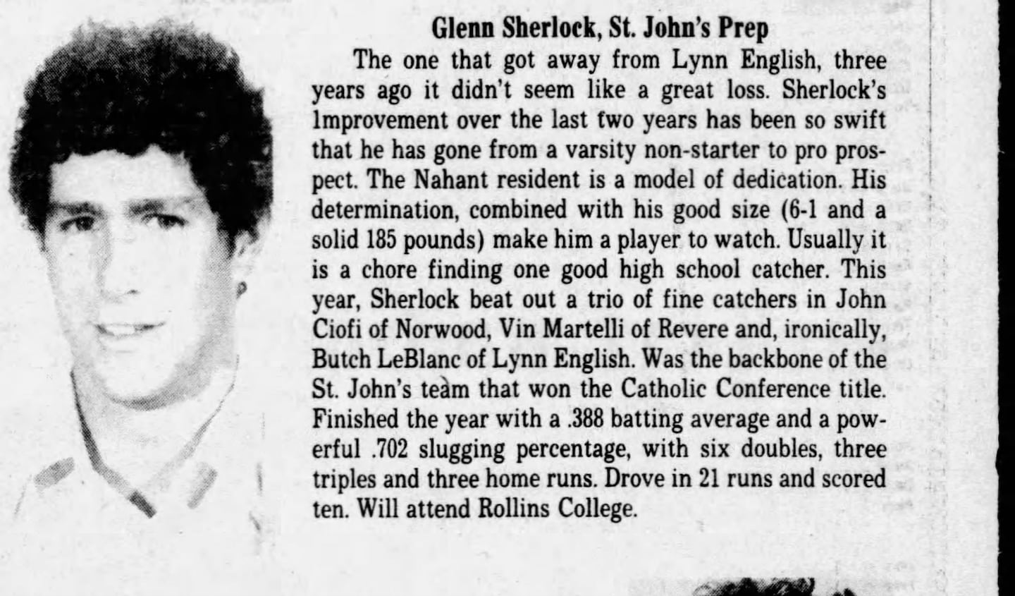 Glenn Sherlock was a Globe All-Scholastic baseball player in 1979.