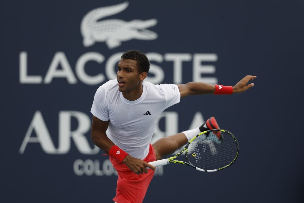 Felix Auger-Aliassime in action ahead of the ATP Brussels Open.