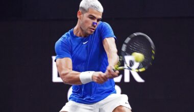 Carlos Alcaraz in action ahead of the ATP Finals.