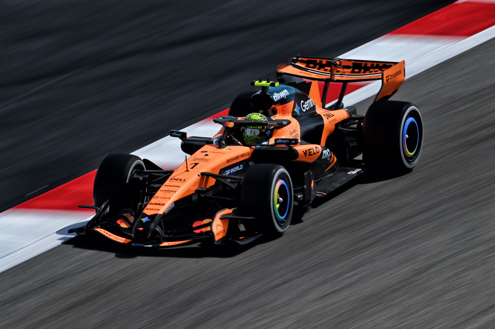 Lando Norris on track in the McLaren MCL40 during Day 2 of Formula 1 pre-season testing at Bahrain.