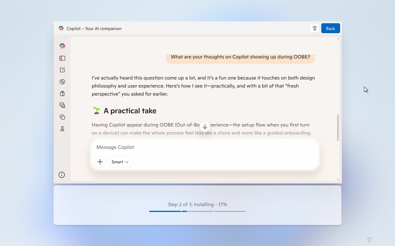 You can chat with Copilot in OOBE while Windows is installing updates