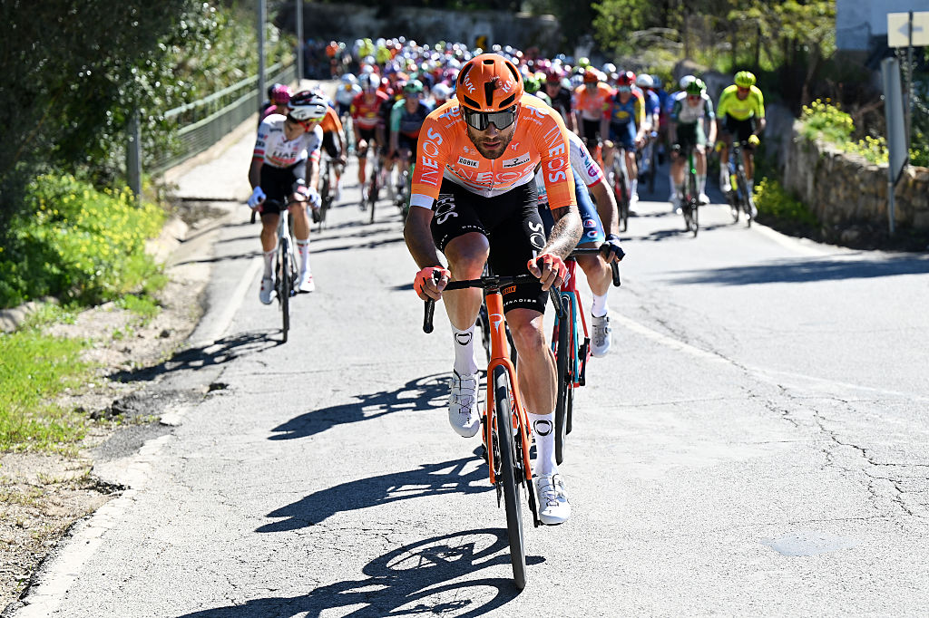 LOULE, PORTUGAL - FEBRUARY 22: Filippo Ganna of Italy and Team INEOS Grenadiers competes during the 52nd Volta ao Algarve em Bicicleta 2026, Stage 5 a 148.4km stage from Faro to Malhao - Loule 512m on February 22, 2026 in Loule, Portugal. (Photo by Dario Belingheri/Getty Images)