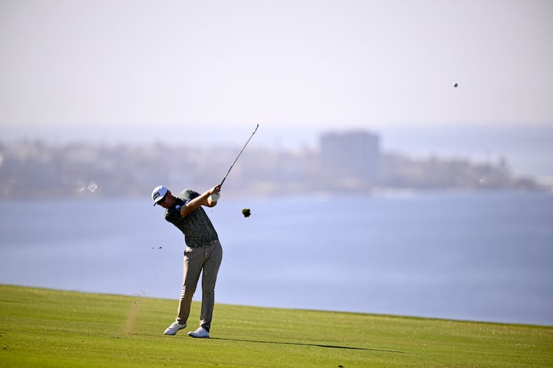 Ireland's Séamus Power plays a shot on the fourth hole during the final round of the Farmers Insurance Open 2026 on Sunday. Photograph: Orlando Ramirez/Getty Images