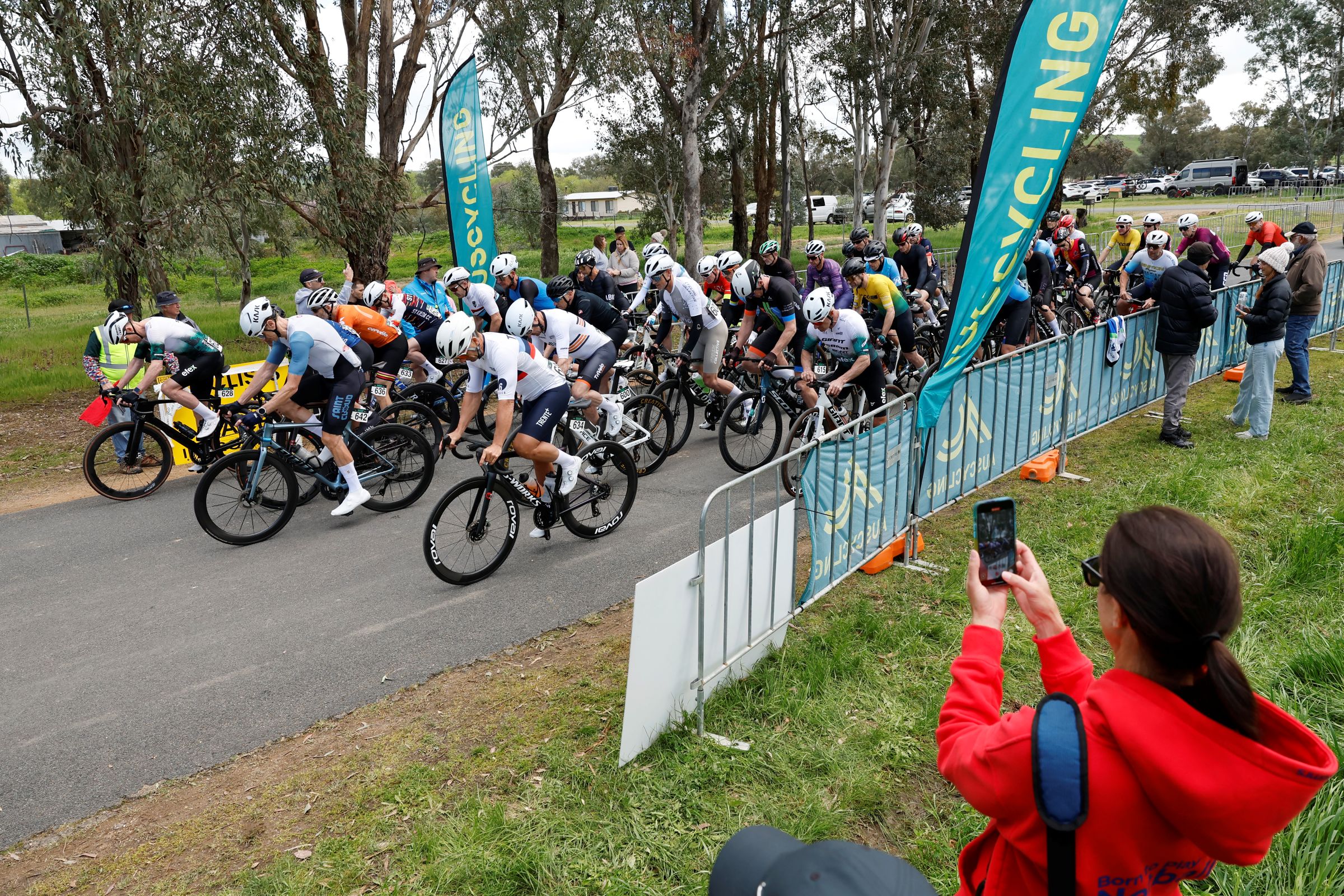 The start of an AusCycling Masters road race