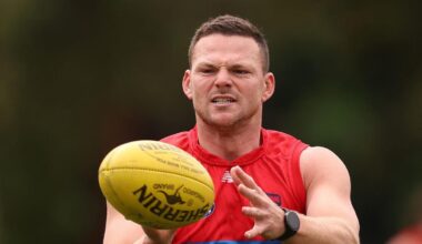 Melbourne veteran Steven May missing from training six weeks out from AFL opener
