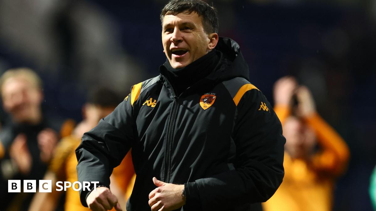 Sergej Jakirovic celebrates Hull City's win at Preston