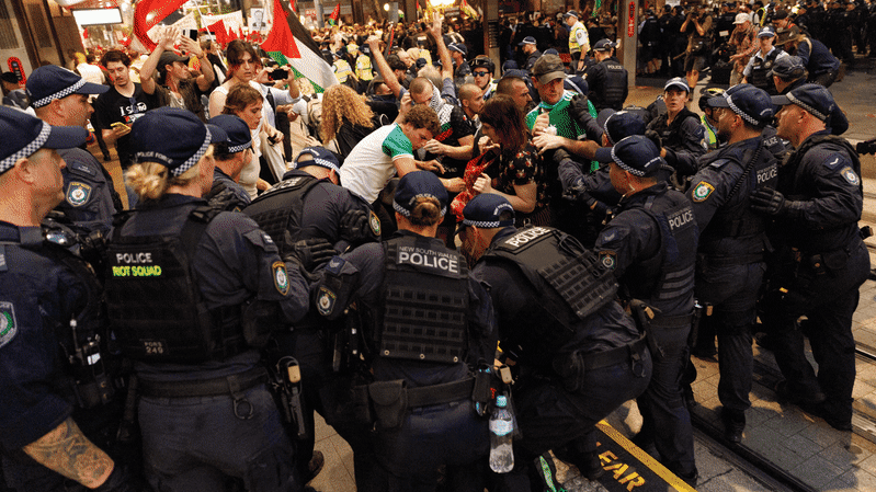 Sydney protests between NSW Police, Palestine Action Group protesters turn violent; Israeli president continues Australia visit; NSW Police Assistant Commissioner Peter McKenna responds