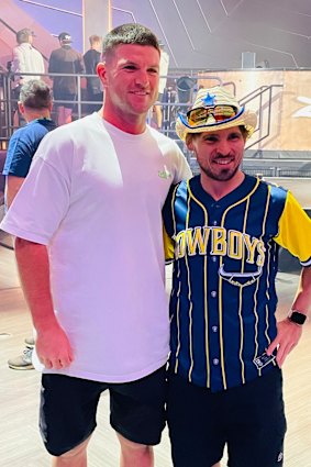 On the mend: Chad Townsend with a Cowboys fan in Las Vegas.