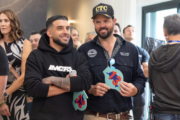 Adrian Portelli (left) at The Block’s 2024 season finale auction.