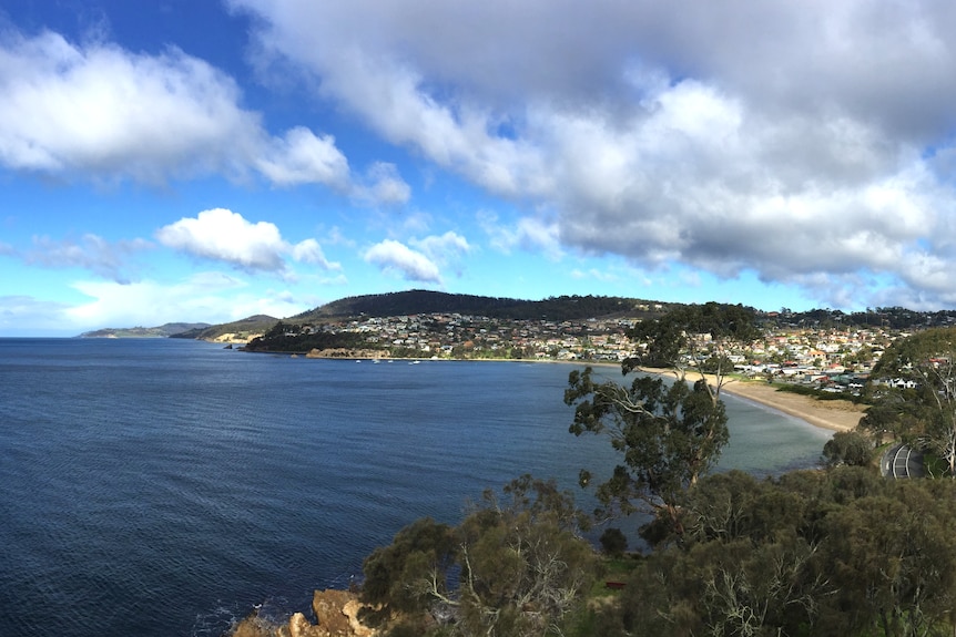Elevated view of a beach.