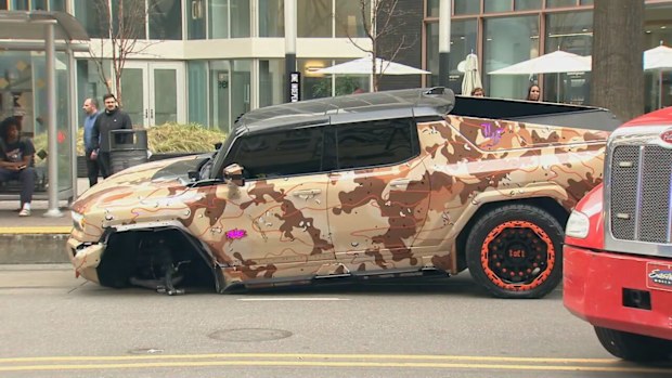 Lamelo Ball's smashed Hummer.