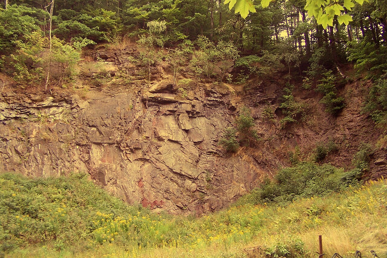 Abandoned quarry at the former train station in the Thuringian Forest