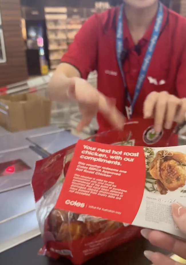 customers could previously pick up vouchers for free chooks from the deli or service counter at their local Coles. 