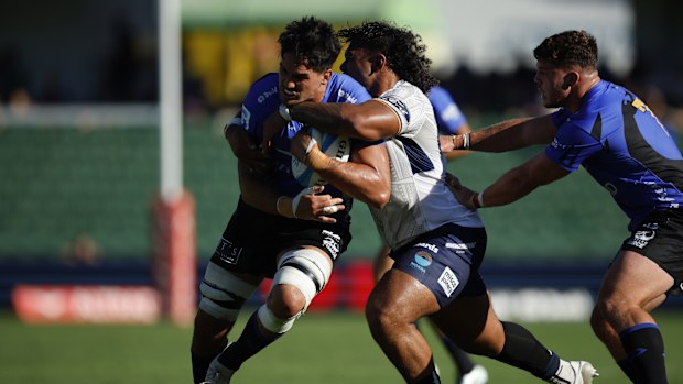 Darcy Swain of the Force gets tackled.