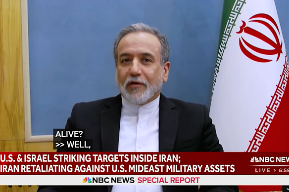 Iran’s Foreign Minister Abbas Araghchi speaking to NBC News today.
