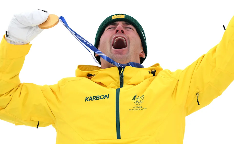 Cooper Woods, pictured here celebrating with his gold medal at the Winter Olympics.