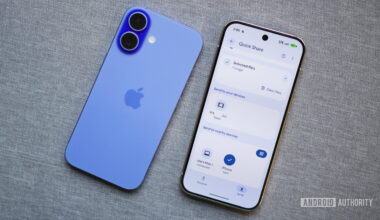 A Pixel 10 Pro sending a file to an iPhone over Quick Share.