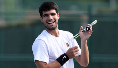 Carlos Alcaraz during a practice session earlier this week in Spain.