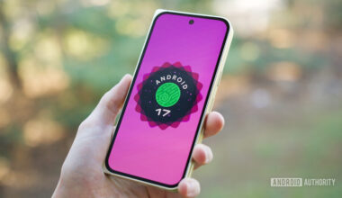 Android 17 logo on a Pixel phone.