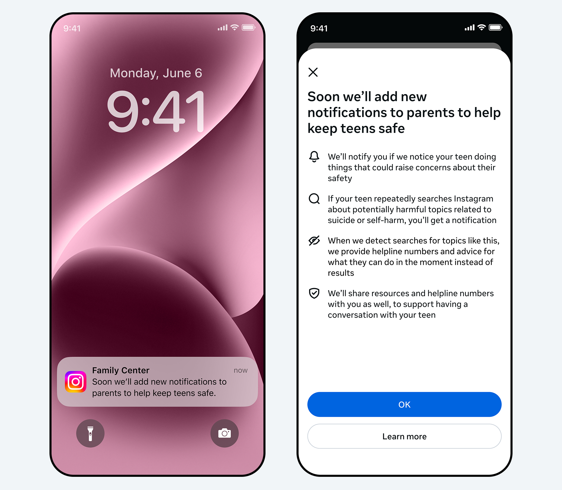 A graphic of an iphone screen shows a message that outlines how the alerts will work