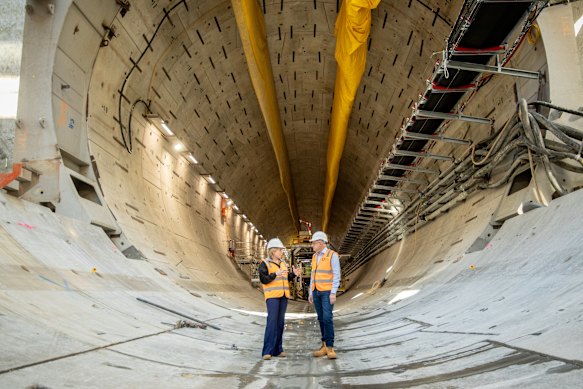 Prime Minister Anthony Albanese and Premier Jacinta Allan at the North East Link project in June 2025.