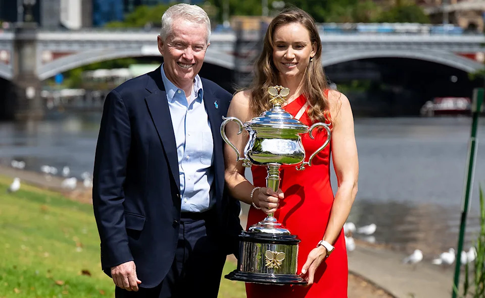 Craig Tiley and Elena Rybakina after her Australian Open triumph.