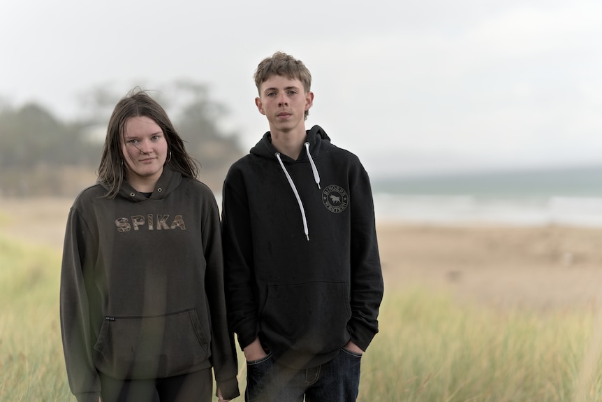A family look out over the beach