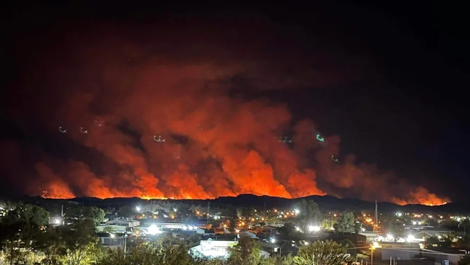 Fire fueled by buffel grass in Alice Springs, Northern Territory. 