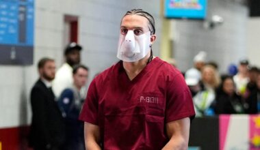 Super Bowl 2026: New England Patriots wide receiver Mack Hollins makes wild entrance in prisoner outfit