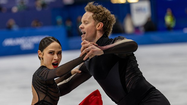 Madison Chock and Evan Bates of the United States perform their routine during the Figure Skating, Ice Dance Free Dance at the Milano Ice Skating Arena at the Milano Cortina Winter Olympic Games 2026 on February 11th, 2026 in Milan, Italy. (Photo by Tim Clayton/Getty Images)