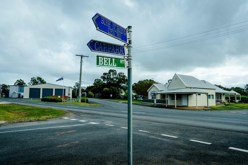 A sign pointing to the Bush Nurse Centre.