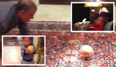 Andrew Mountbatten-Windsor pictured playing with novelty toy alongside child as investigation intensifies