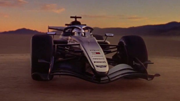 Cadillac's Super Bowl had futuristic elements in the desert. 