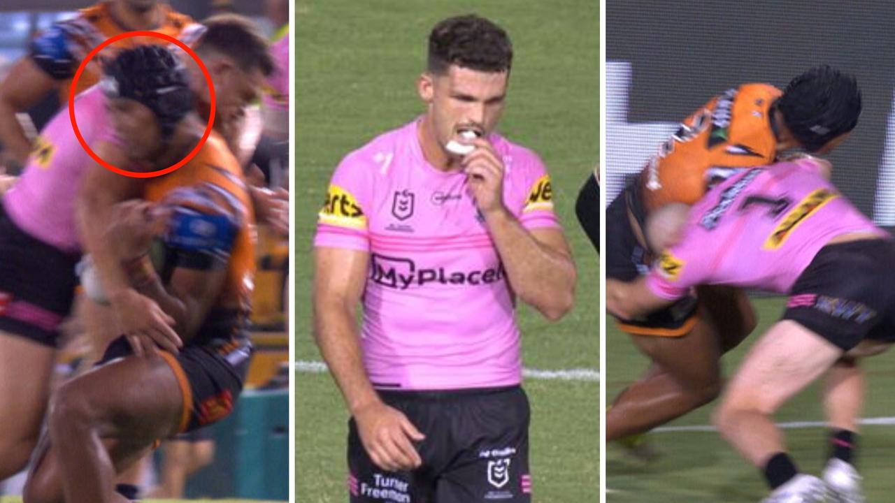 Pre-season Challenge, Wests Tigers vs Penrith Panthers, teams, live scores, updates, how to watch, stream, blog, Nathan Cleary high tackle sin bin, Heamasi Makasini try