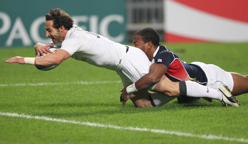Ben Gollings scoring for England against the United States at the 2011 Hong Kong Sevens. Photo: K. Y. Cheng