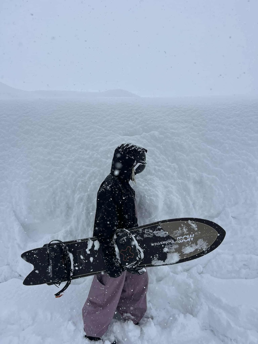 Woman in snowboarding gear