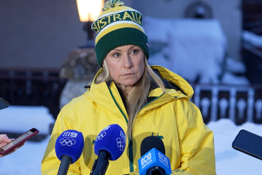 Alisa Camplin Warner at a press conference