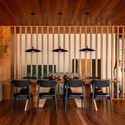 Entremontes House / Harpa Arquitetura - Interior Photography, Dining room, Wood, Table, Chair, Lighting