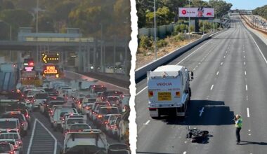 Motorbike rider dies after colliding with rubbish truck on Mitchell Freeway in Greenwood on Tuesday