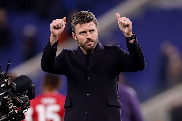 Michael Carrick acknowledges the fans.