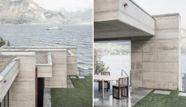 at the edge of lake como, casa punta spartivento frames views through exposed concrete